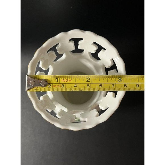 Blarney Porcelain Vase 6.5” Tall Shamrock Cut Outs And Green Shamrock Print - Picture 7 of 7